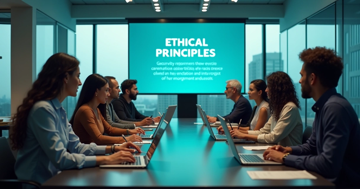 Grupo discutindo responsabilidade digital em um ambiente colaborativo 