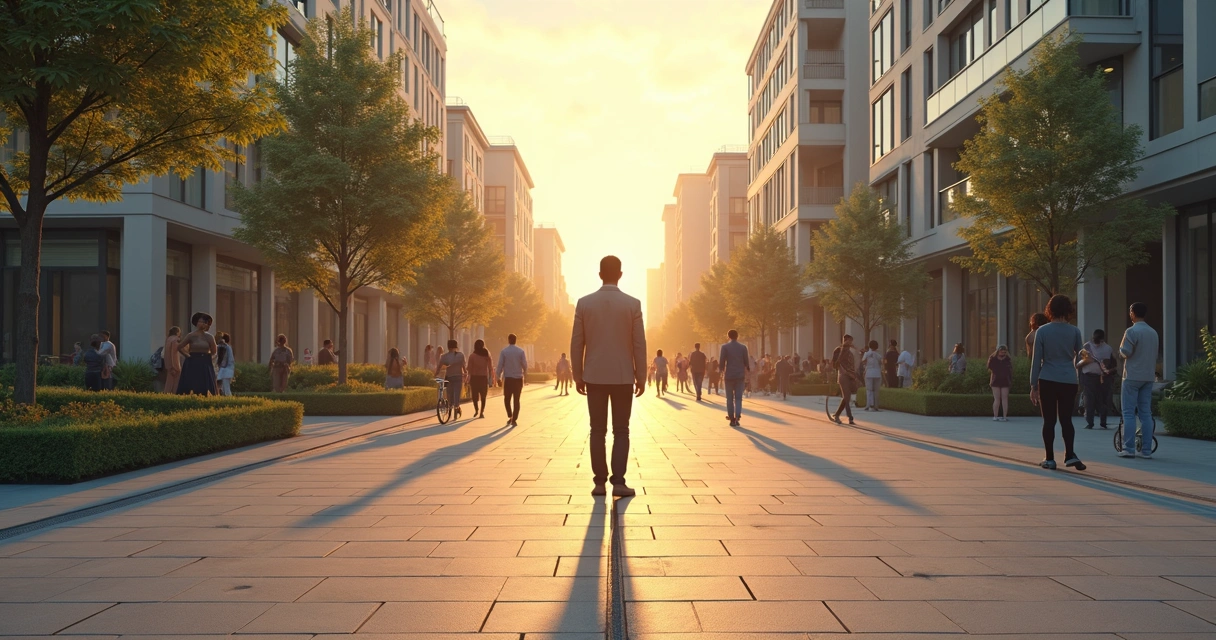 Pessoa em pé na linha limite entre impacto social e individual 