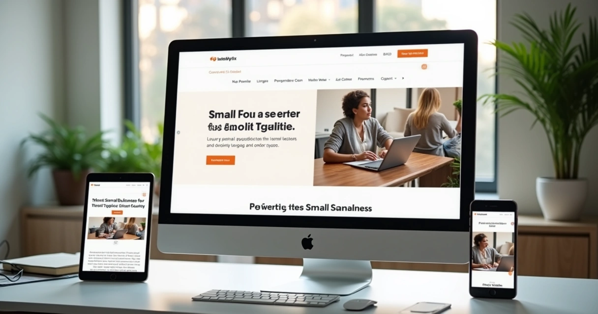 Responsive website layout on desktop, tablet, and phone