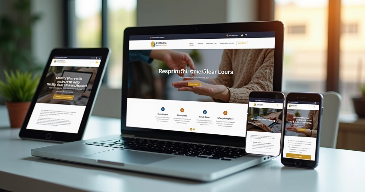 Devices displaying responsive web design 