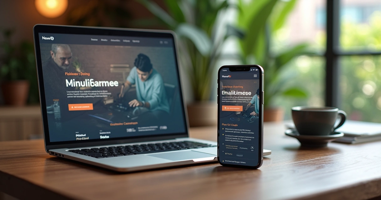 Responsive website on laptop and smartphone 