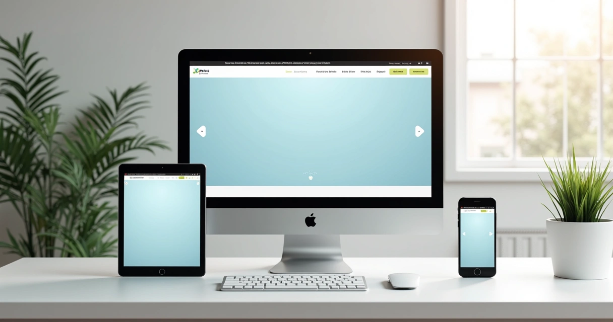 Exibição de site em computador, tablet e celular 