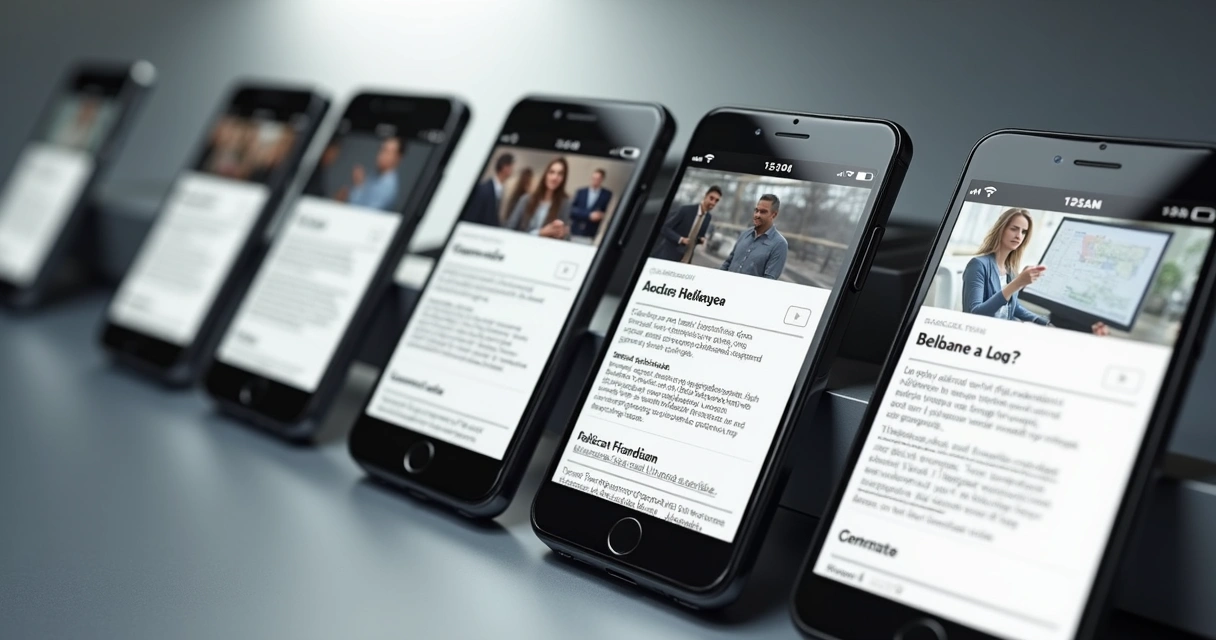 Site mostrado em smartphones lado a lado, com elementos acessíveis 