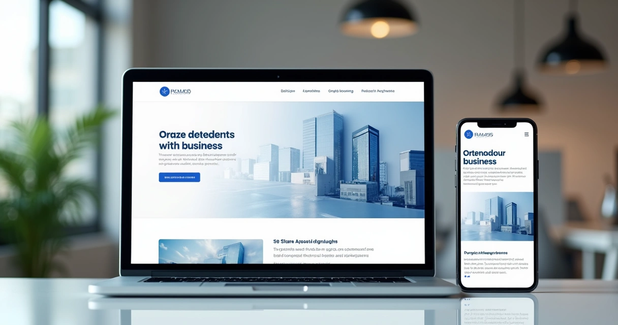 Site exibido em telas de notebook, tablet e smartphone 