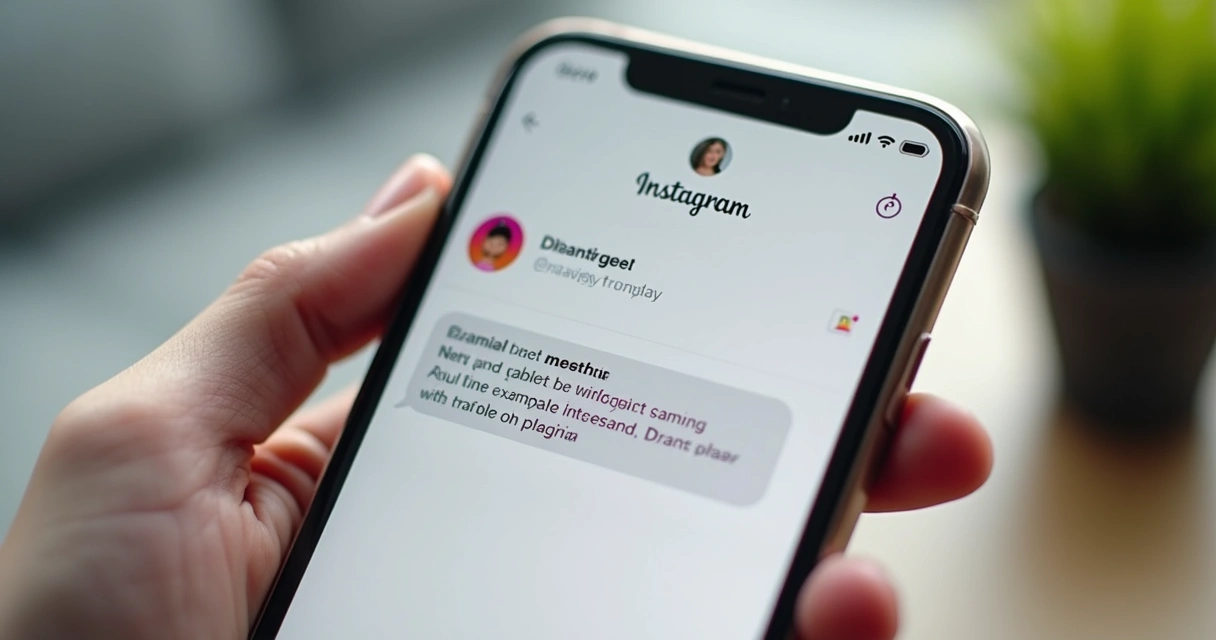 Celular na mão mostrando tela do Instagram direct com resposta rápida ativa 