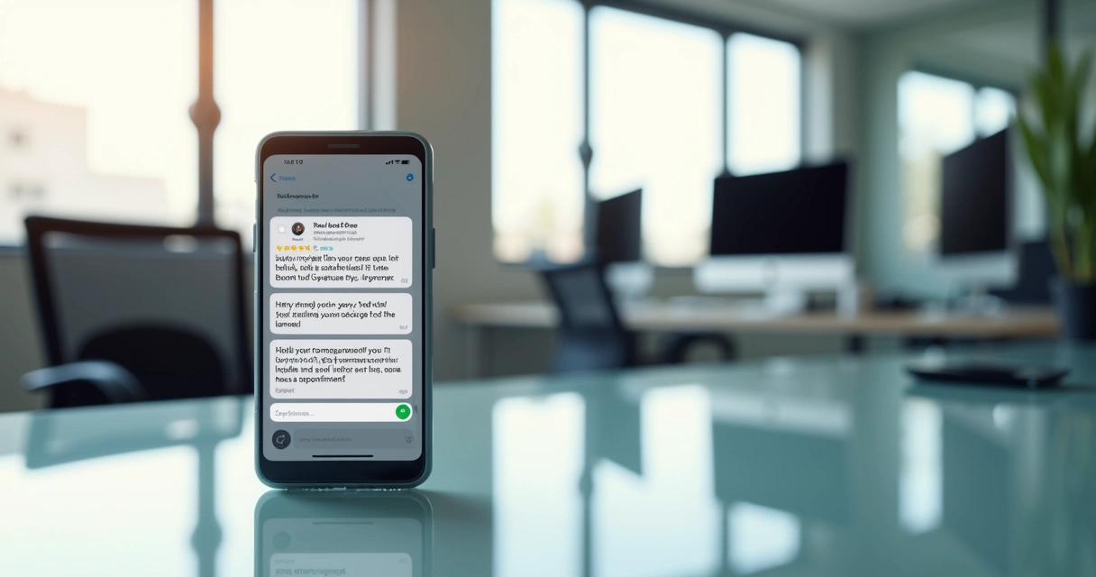 Celular mostrando resposta automática inteligente em mensagem de SMS