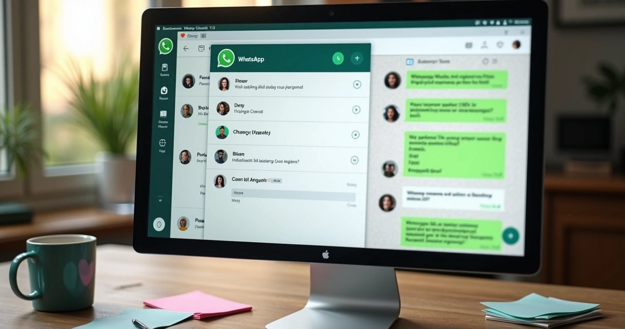 Mensagem automática sendo enviada pelo WhatsApp em tela de computador
