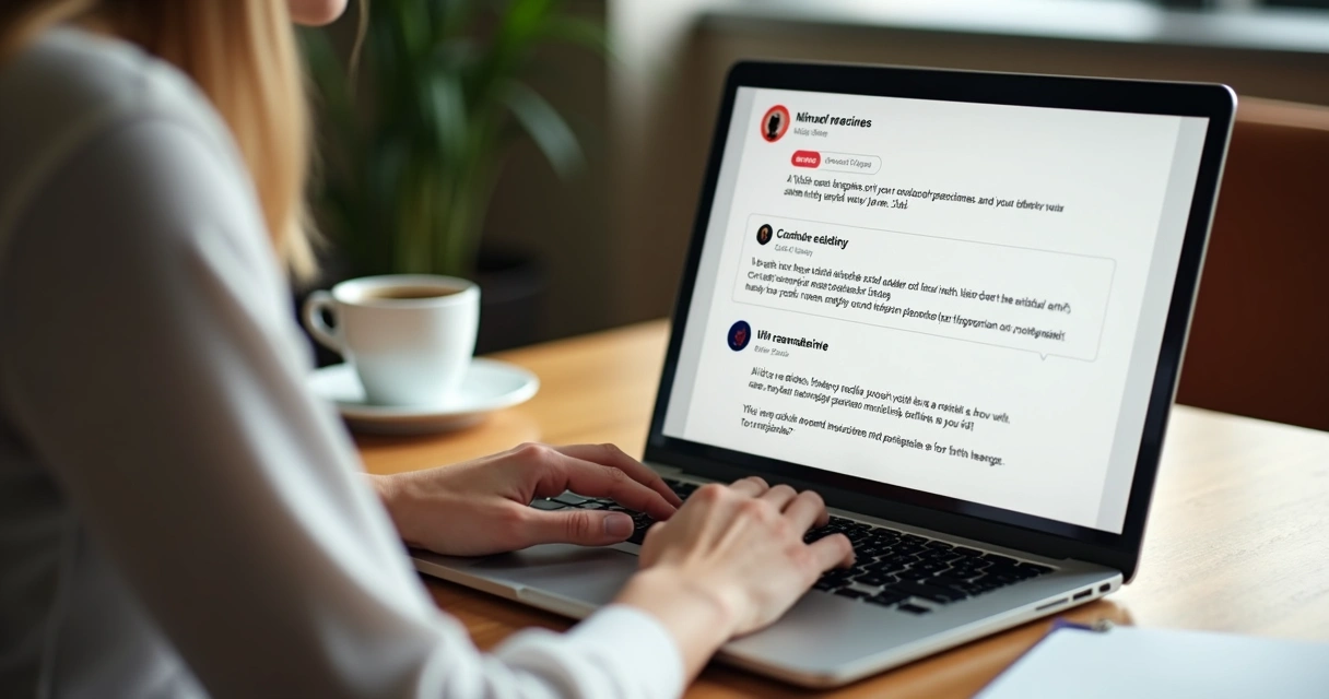 Pessoa respondendo avaliações negativas em um notebook de delivery 