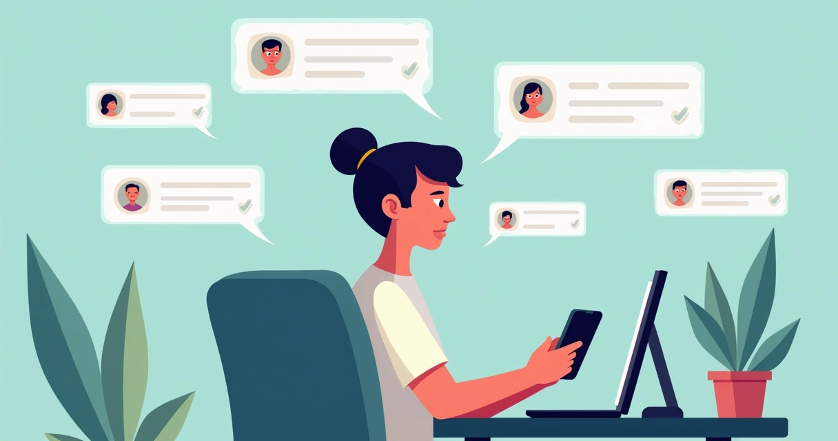 Influenciador respondendo mensagens rapidamente em celular 