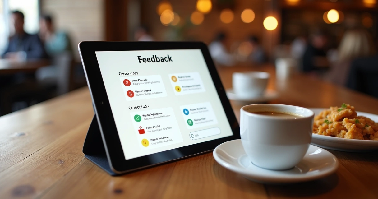 Tela de cardápio digital com respostas de feedback de clientes 