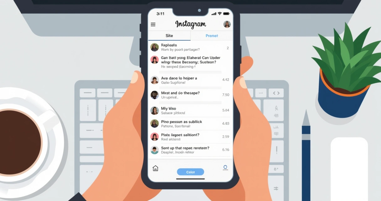 Tela de smartphone mostrando atalhos de respostas rápidas configurados no Instagram 