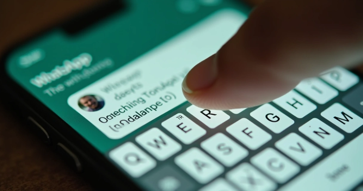 Respostas rápidas sendo selecionadas em teclado virtual do WhatsApp