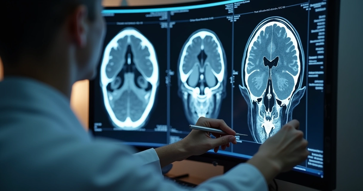 Imagem médica de ressonância de cérebro e órbitas 