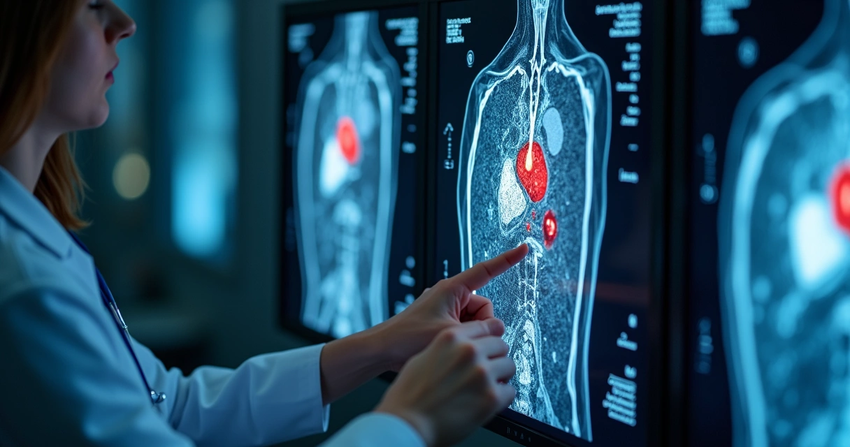 Exame de ressonância magnética mostrando vias biliares 
