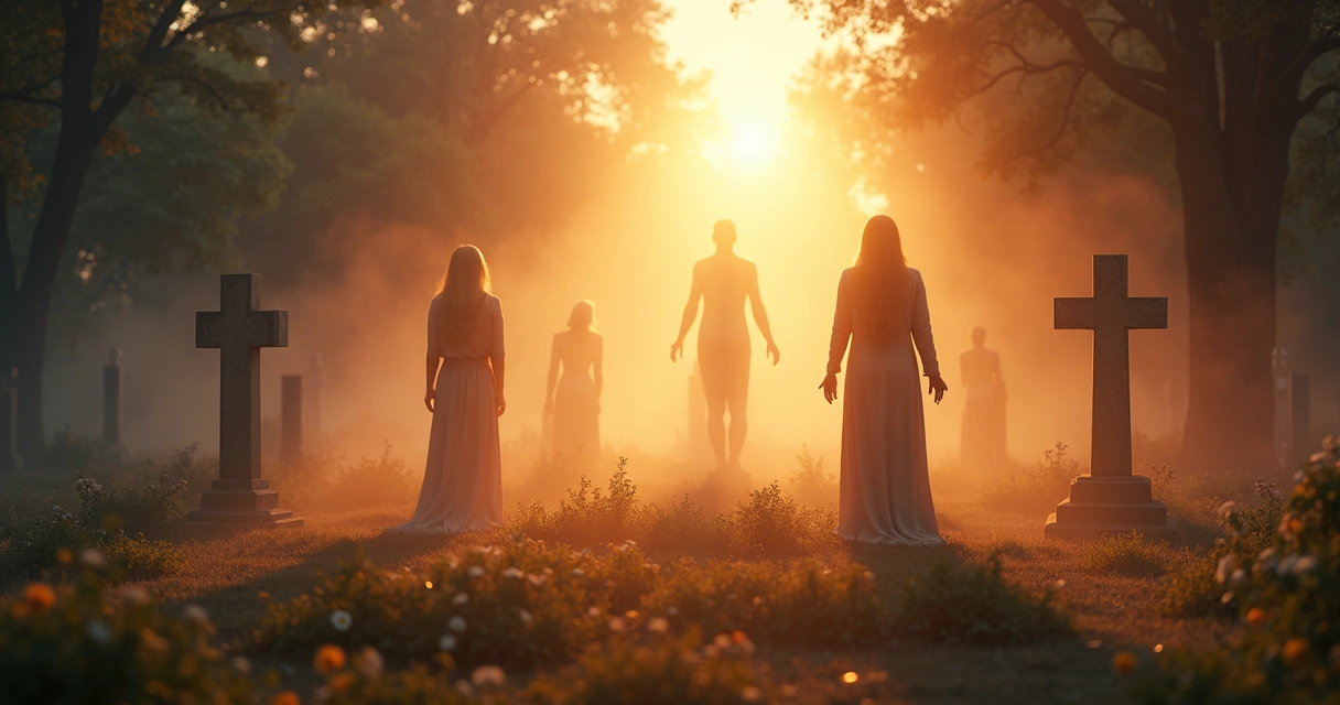 Figura humana brilhando enquanto transcendendo o solo 