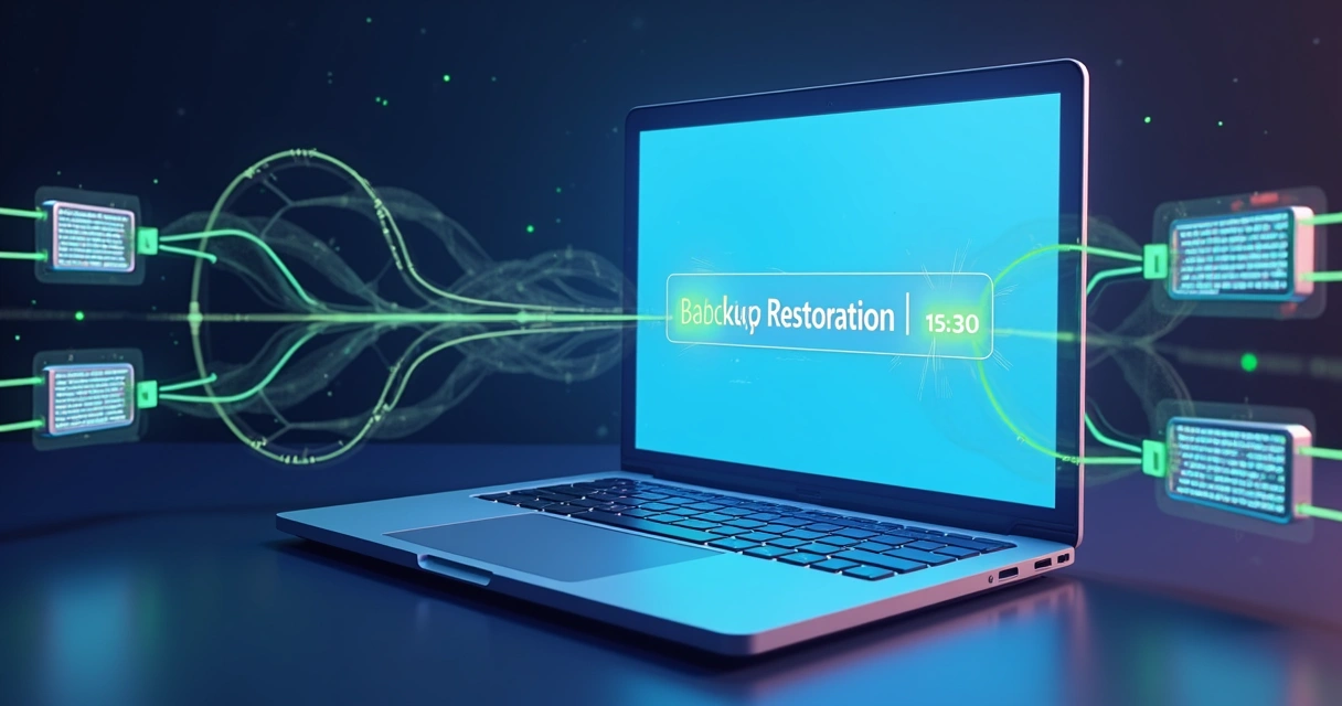 Ilustração mostrando restauração de backup deduplicado com velocidade 