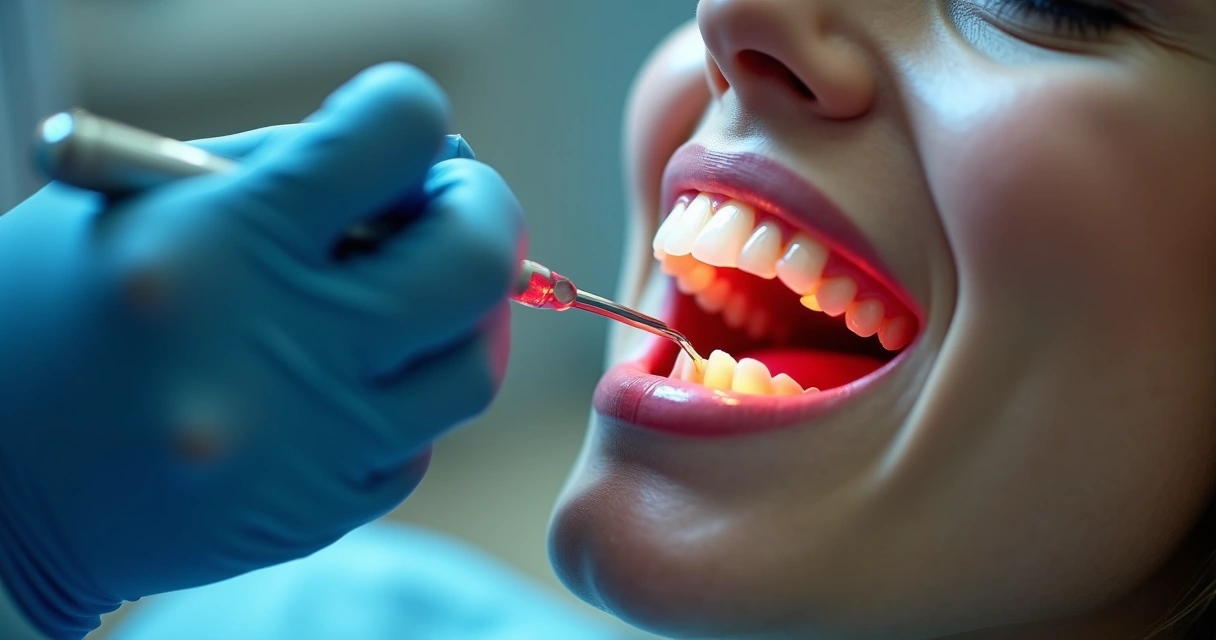Dentista faz restauração em dente com cárie 