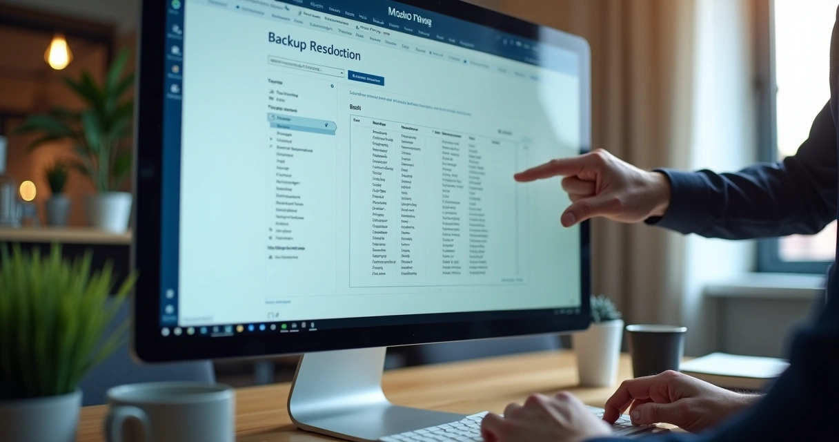 Recuperação granular de arquivos exibida na tela de um computador 