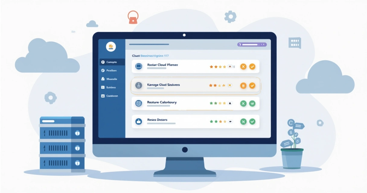 Painel com opções para restaurar snapshot de um servidor em nuvem 