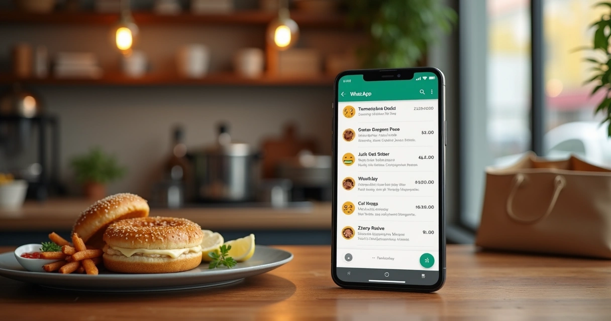 WhatsApp processando pedidos em restaurante pequeno 