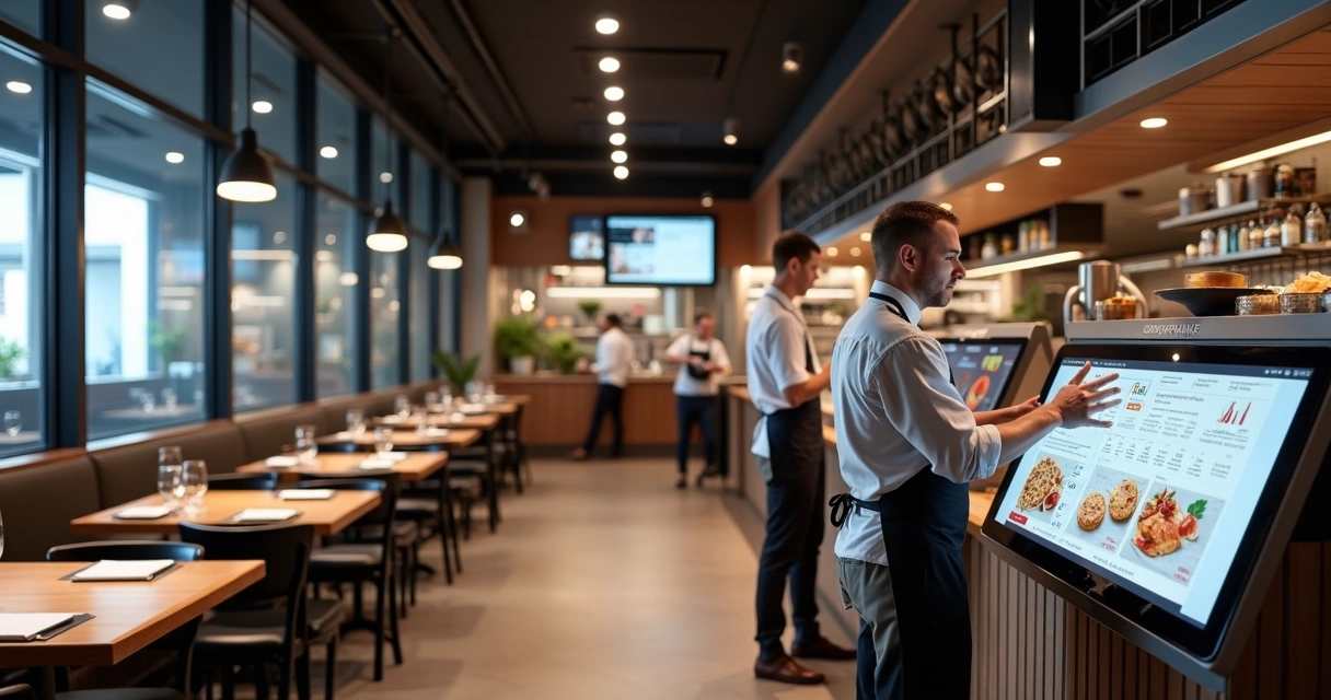 Restaurante moderno com tecnologia automatizada 
