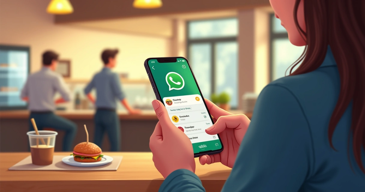 Cliente faz pedido via WhatsApp em restaurante com chatbot