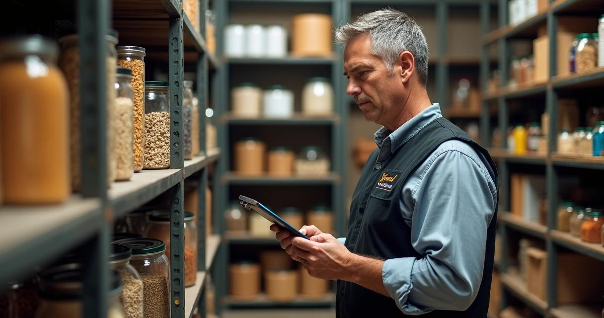 Gestor de restaurante analisando estoque de alimentos 
