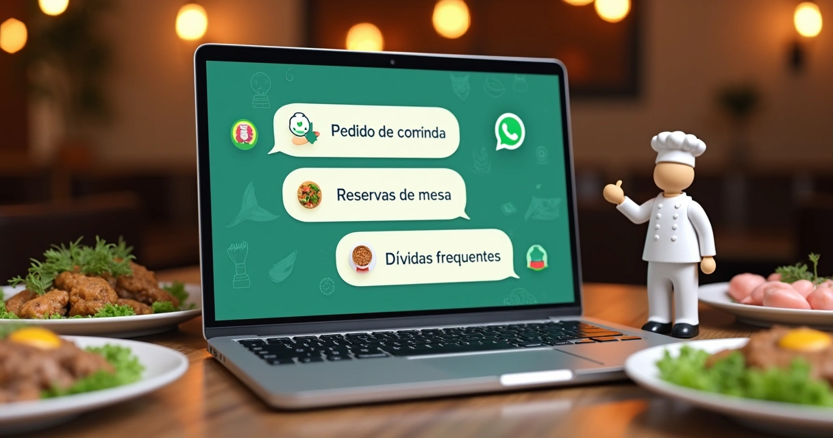 Tela de fluxo automatizado para restaurante no WhatsApp com opções de cardápio