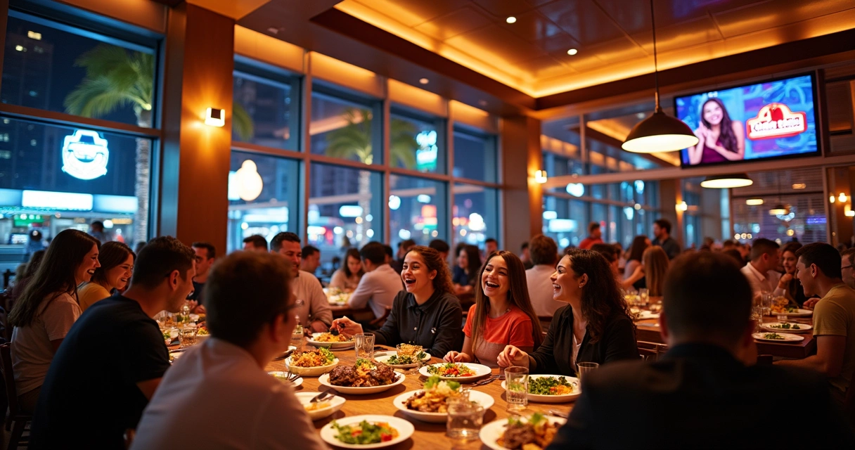 Restaurante movimentado na International Drive à noite