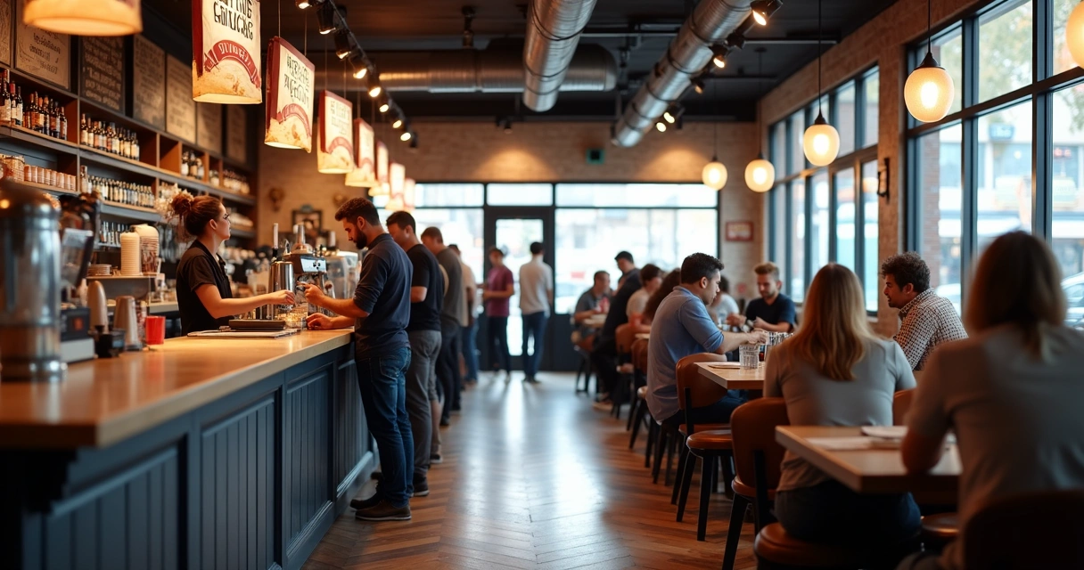 Restaurante com fila durante promoção especial 