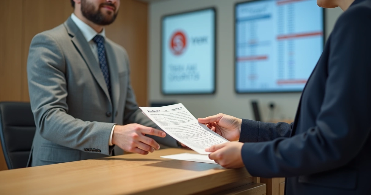 Representação de restituição de imposto de imóvel com pessoa recebendo comprovante