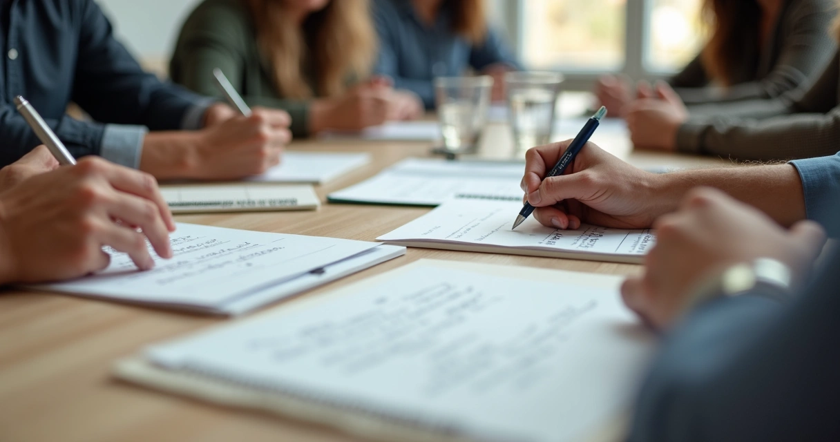 Facilitator writing group repair agreements on paper