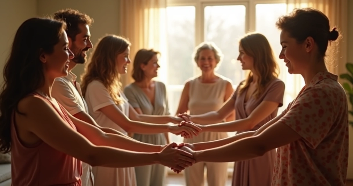 Diverse group holding hands in a circle