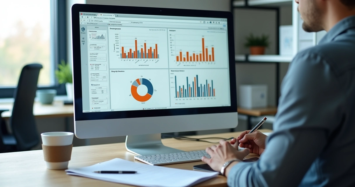Relatório gráfico de risco corporativo no computador