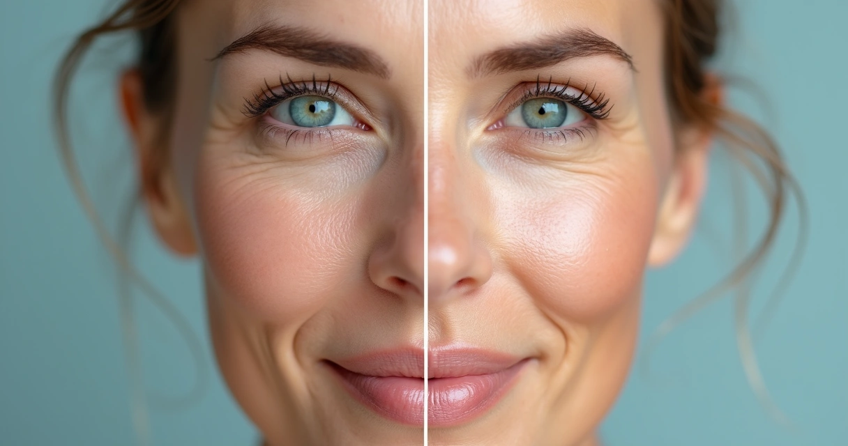 Pele facial feminina mostrando aspecto firme, iluminado e saudável