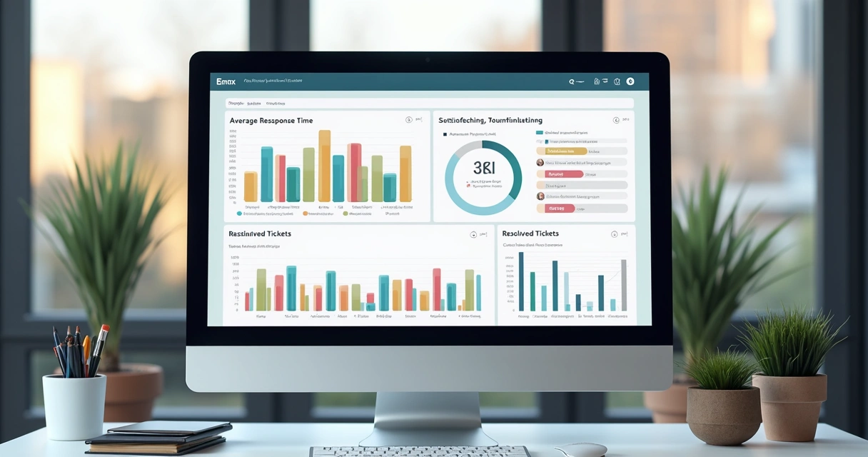 Gráfico colorido mostrando métricas de chatbot em painel digital 
