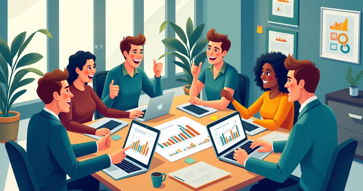 Equipe de vendas celebrando resultados após consultoria e treinamento 