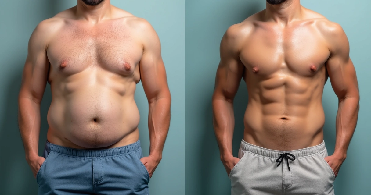Comparação antes e depois do tratamento de flacidez corporal 