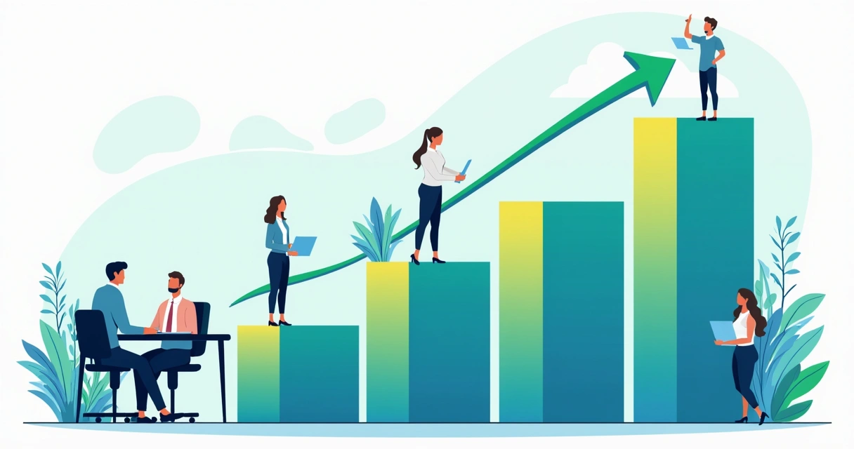Gráfico de barras mostrando crescimento do lucro de uma empresa 