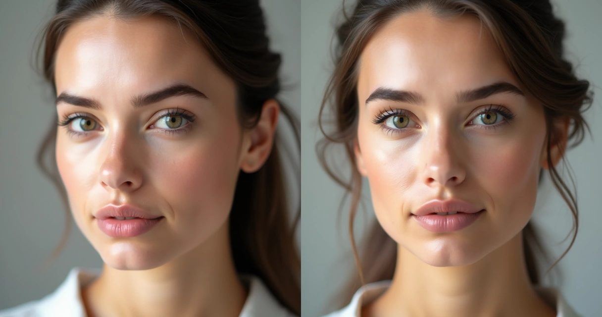Rosto feminino mostrando resultado natural após harmonização facial