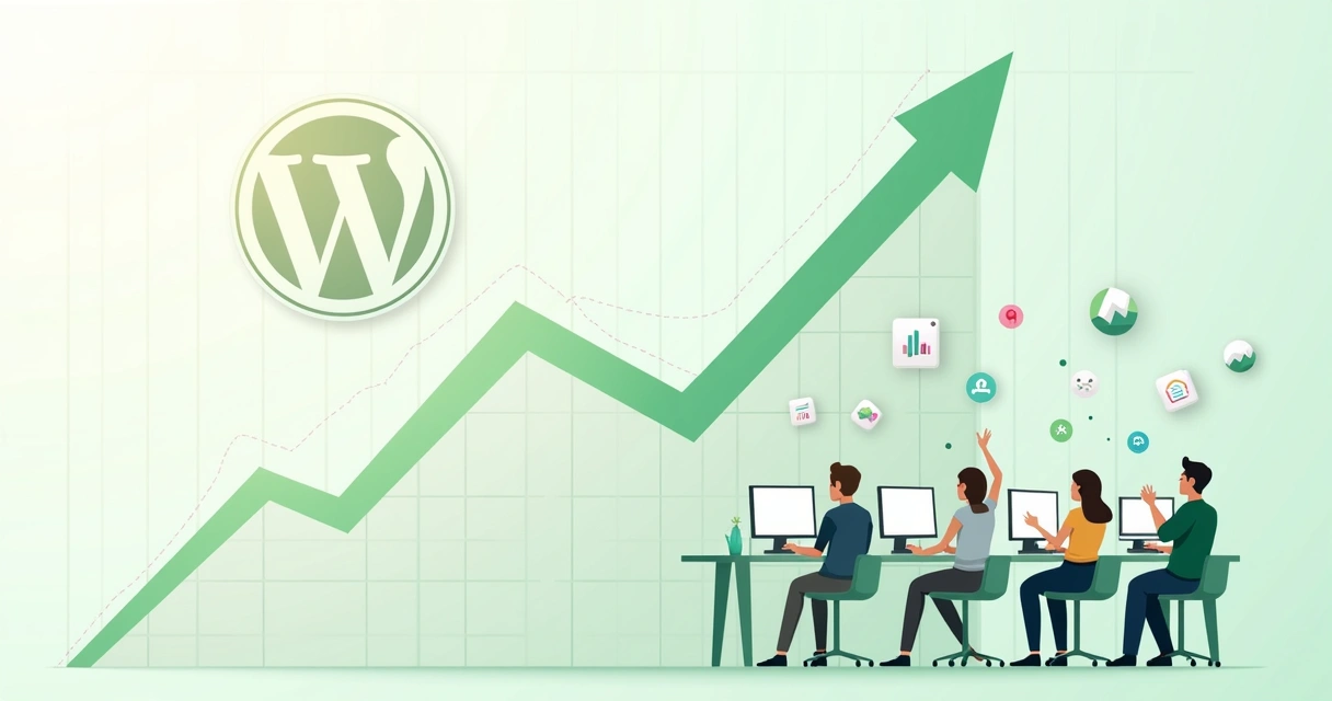 Gráfico de evolução positiva em site WordPress