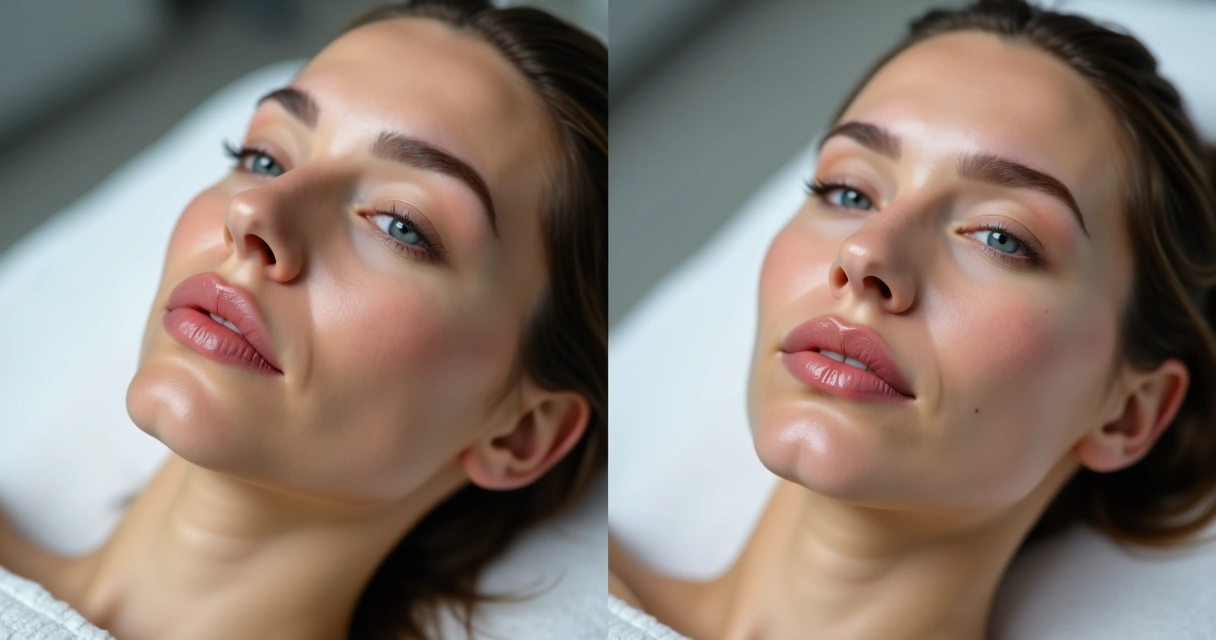 Lábios de mulher evidenciando resultado natural após preenchimento 