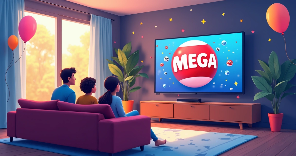 Tela de televisão mostrando sorteio da Mega Sena 