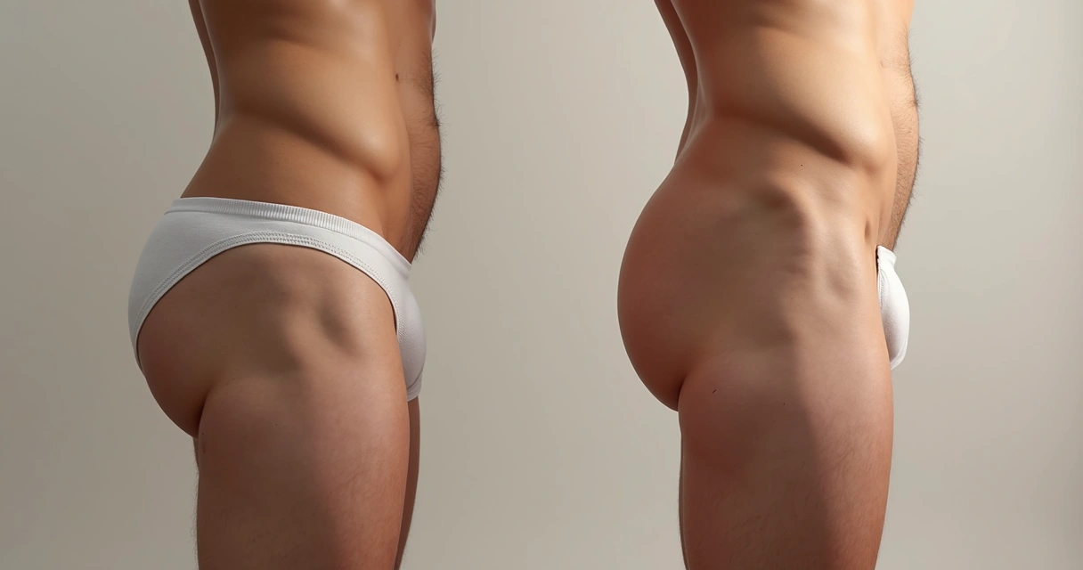 Resultados de antes e depois harmonização peniana com foto ilustrativa 