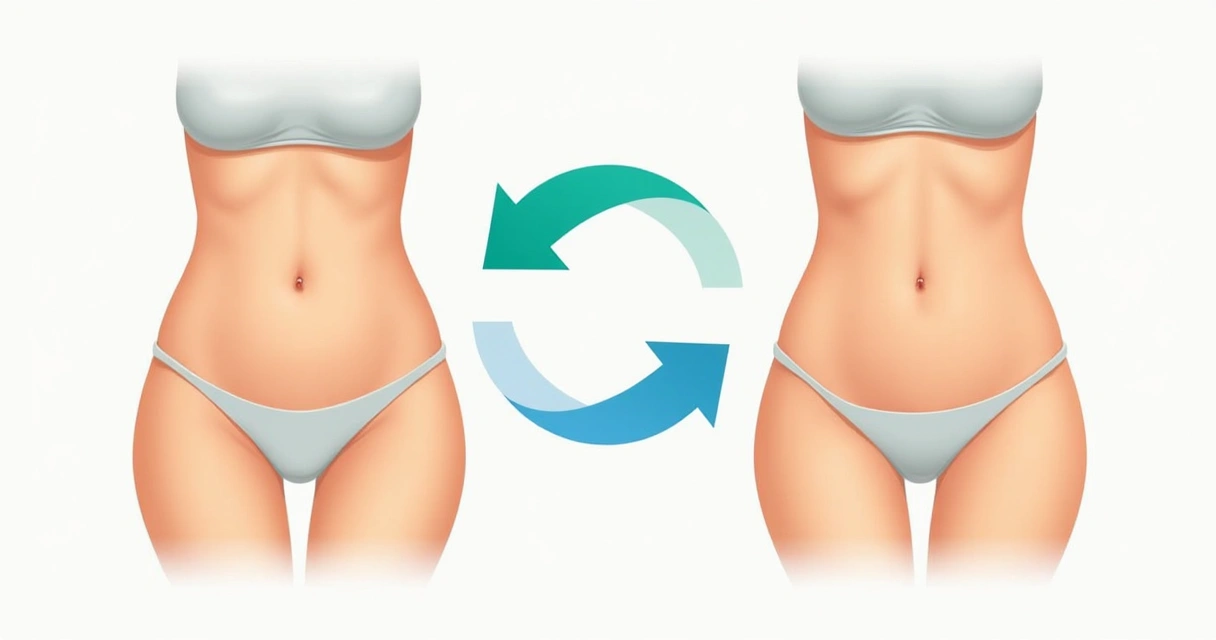 Comparação de abdômen feminino antes e depois da criolipólise 