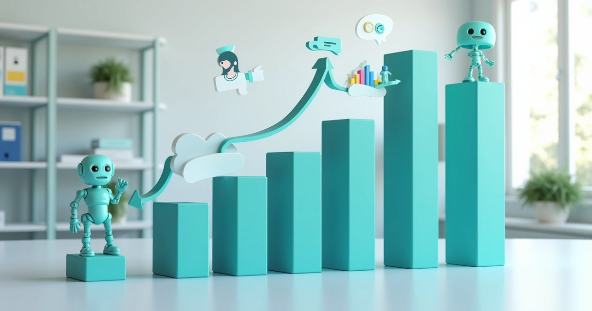 Gráfico de barras mostrando crescimento no atendimento e satisfação do cliente 