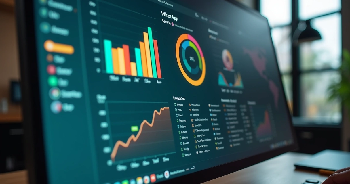 Gráfico de resultados de prospecção do WhatsApp em tela de computador