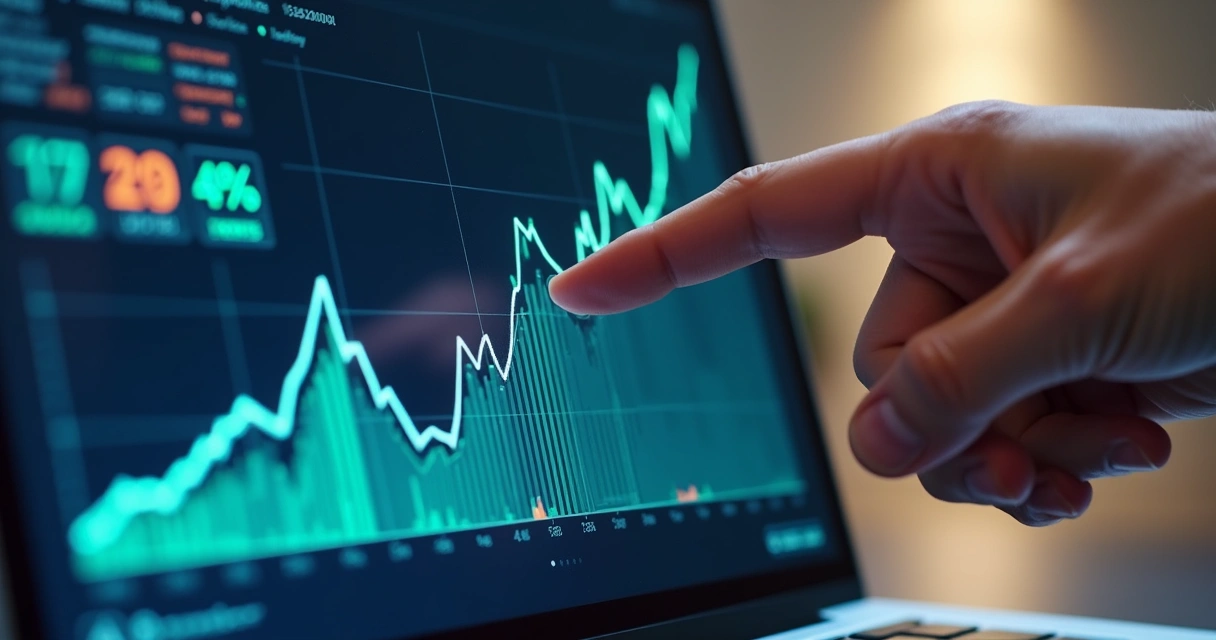 Gráfico digital colorido exibindo resultados claros e crescimento