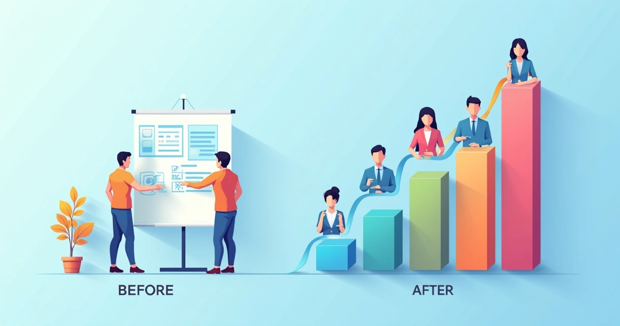 Comparativo visual de resultados de treinamentos online com gráficos de desempenho