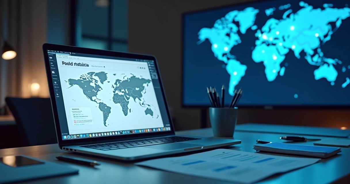 Currículo internacional sendo analisado em notebook com gráficos ao lado